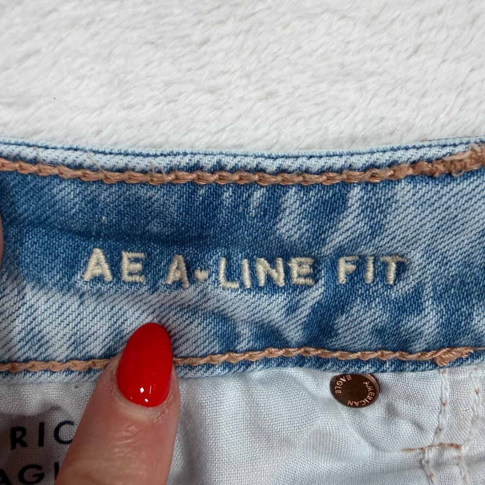 American Eagle 14 AE Dreamy Drape Strigid A-Line Fit Jeans Grunge Punk Festival - Picture 7 of 16
